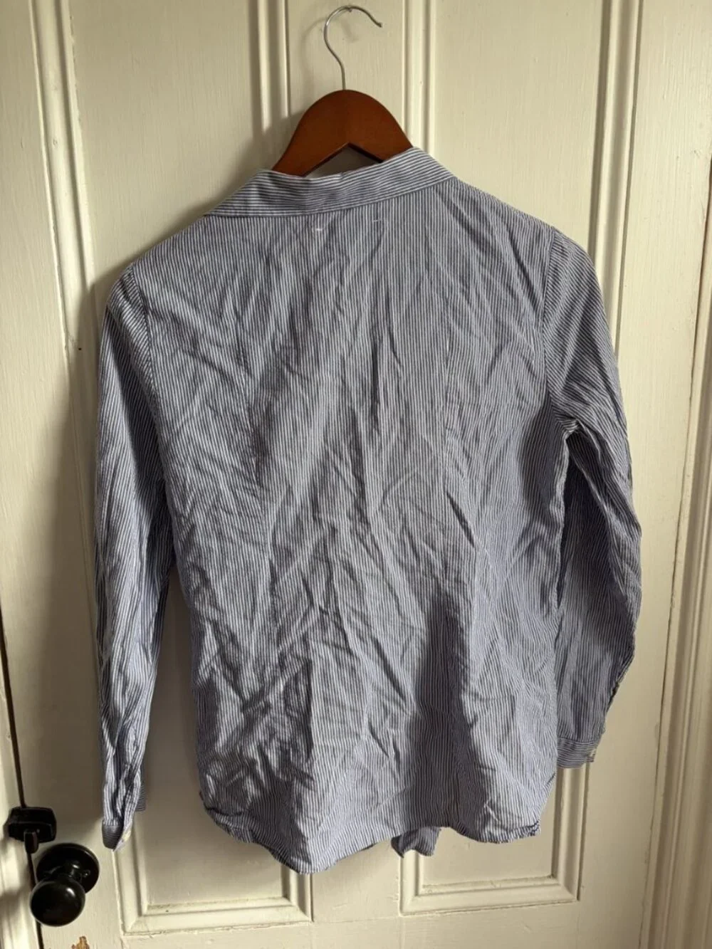 Lafayette 148 New York Blue White Striped Button Down Shirt Cotton Tencel S - Picture 4 of 4